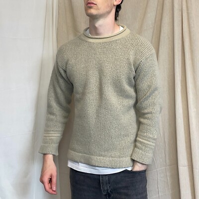 Stone Island Beige AW98 Chunky Wool Knit Raised-Collar