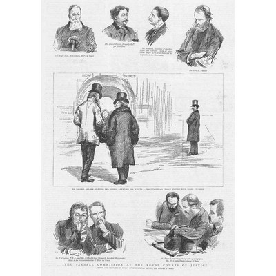 The Parnell Commission at Royal Courts of Justice II - Antique Print 1889