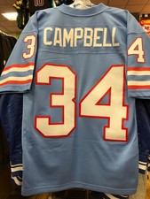 EARL CAMPBELL HOUSTON OILERS THROWBACK MITCHELL & Ness NFL  JERSEY MENS SKY/BLUE