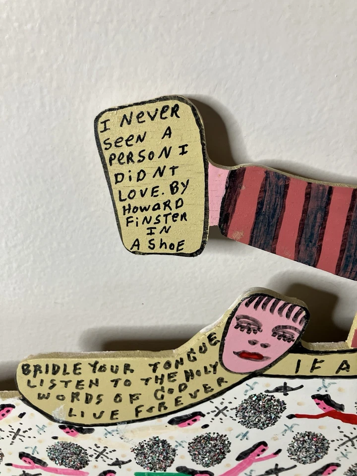 Howard Finster original "Nunca vi a una persona que no amé" Finister in a Shoe Foto 3 de 4