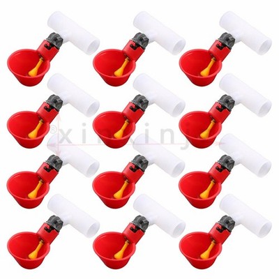 12pcs Poultry Water Drinking Cups Automatic Chicken Drinker w/ 1/2'' tee #wd