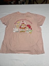 Strawberry Shortcake Graphic Tee Pink Cotton Retro 80s Cartoon Shirt Medium