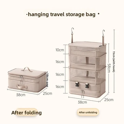 Sac De Rangement Pour Vêtements De Voyage Suspendu Grande Capacité Kaki Oxford - Photo 1/4