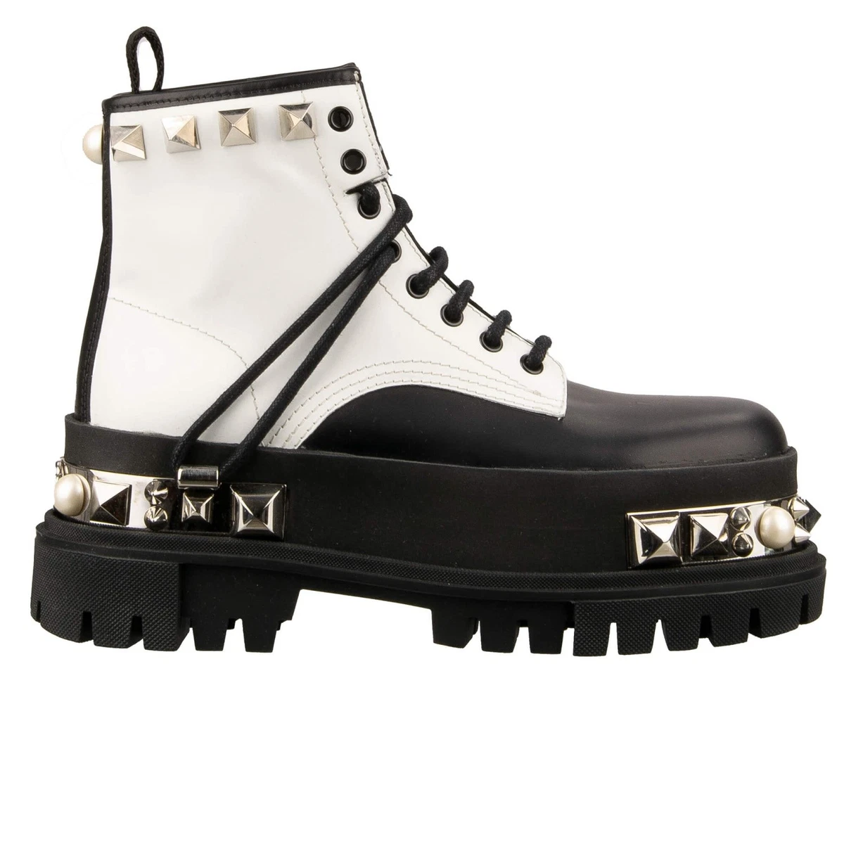 Dolce & Gabbana Men\'s White Leather Desert Combat Boots Shoes US 11 IT 10 EU 44 Dolce&Gabbana Combat Boots for Women for sale | eBay main image 3