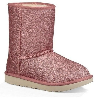 UGG CLASSIC SHORT II GLITTER PINK KIDS YOUTH BOOTS SIZE US 4/ UK 3