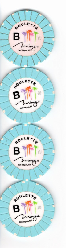 Lot of 4 The Mirage Las Vegas Casino Roulette Chips Table B Light Blue