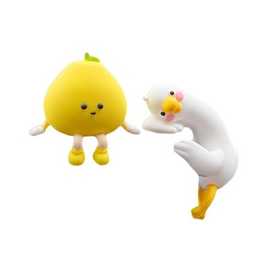 2Pcs Computer Monitor Decor Figurines Car Interior Accessories Small Statues