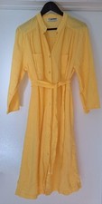 Vintage Two Potato Laguna Beach Button Down Yellow Shirt Dress with Tie 70s