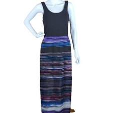 Vince Camuto Black Striped Maxi Dress Tank Style Sheath Bodycon Woman's Small