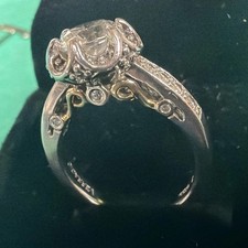 Verragio Sterling Silver CZ Engagement Ring Size 4 – 5.2g Two-Tone 925 Bridal