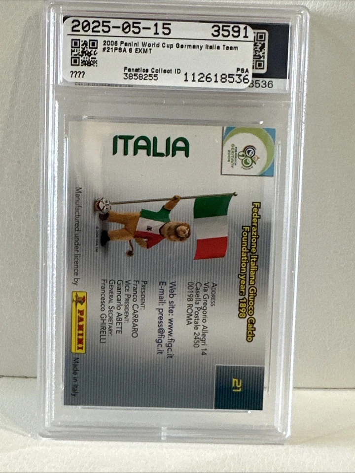 Кубок мира 2006 Panini No21 команда Италии PSA 6 - Изображение 2 из 2