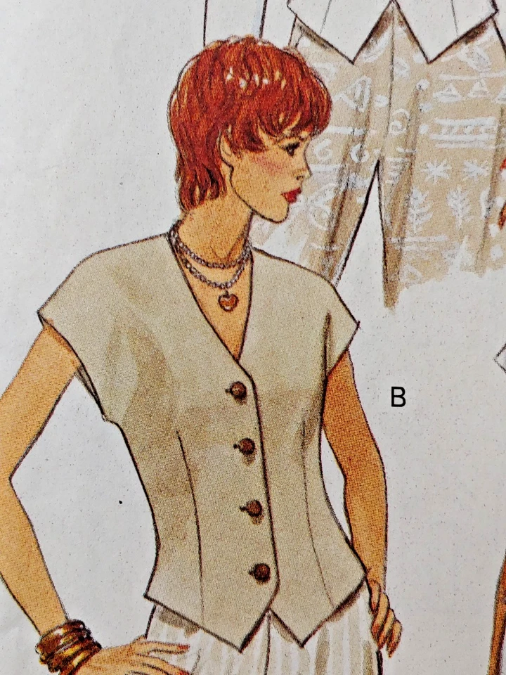Butterick 3510 Misses Semi Fitted Top Front Button Shaped Hemline Size 6 8 10 - Image 4 of 4