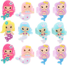 24Pcs Kids Mermaid Rings Little Girls Rings Toy Decorative Jewelry Toy for Kids