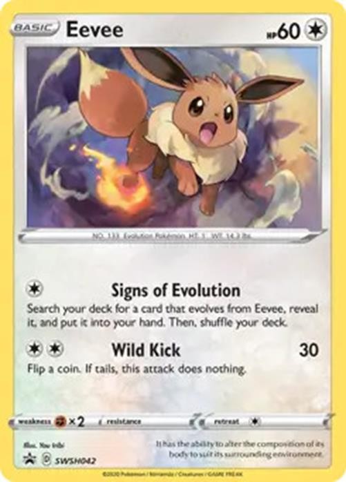 Eevee - SWSH042 - Pokemon Sword & Shield Promo Ultra Rare Holo Card NM