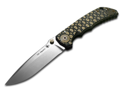 Spartan Blades Harsey Folder SF5 Black Gilded Skulls Titanium MagnaCut Knife