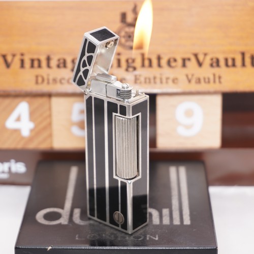 Dunhill Lighter Silver/Black_ Art Deco _Ultrasonically Cleaned_Working