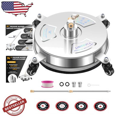 #ad 14quot; Stainless Steel Pressure Washer Attachment Patio Driveway Cleaner $113.39