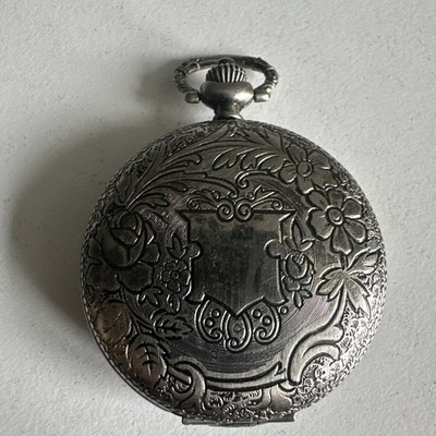 Pierre Rucci Quarz Taschenuhr Vintage floral Gravur voll funktionsfähig