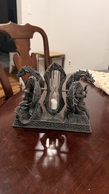 Fantasy Dragon Hourglass Timer Gothic Resin Sculpture Home Decor Display