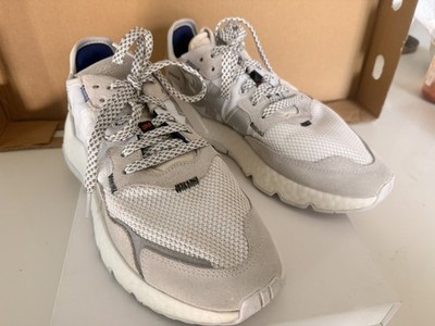 Adidas Nite Jogger Shoes Mens Size 8.5 White Gray 3M Scotchlite Boost EE5885