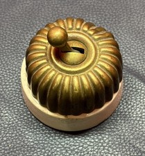 ANTIQUE FLUTED BRASS & PORCELAIN TOGGLE SWITCH