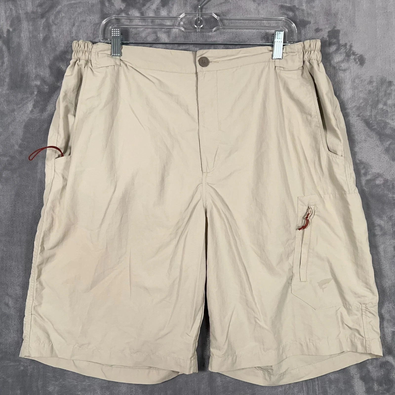 Simms Fishing Shorts Mens XL Beige Tan Performance Cargo Nylon Performance