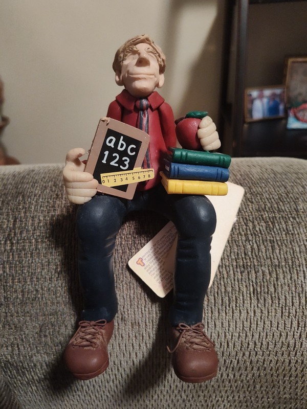 D. Manning Shelf Sitter Clay Figurine Male Teacher Professor 
