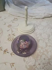 Fenton Purple Satin Glass Hand Painted Hat and Stand LE #43/150
