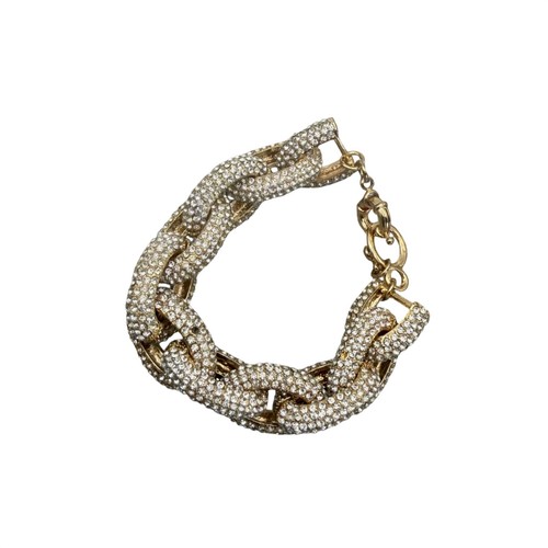 Gold Tone Pavé Crystal Chunky Curb Link Statement Bracelet 8.5in Iced Out Bling