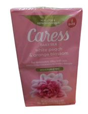 Caress Daily Silk Floral Essence White Peach & Orange Blossom Bar Soap | 6 Bars