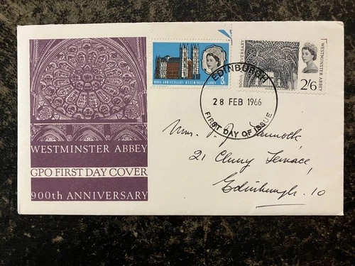 United Kingdom 1966 - 900 Years Westminster Abbey FDC with stamps set Edinburgh