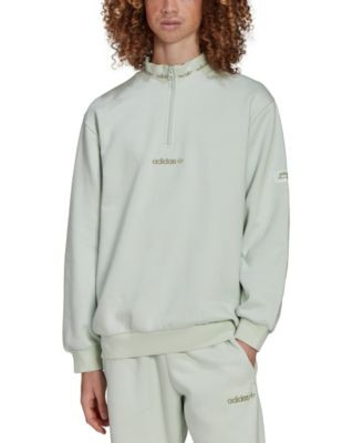 мужская толстовка adidas с застежкой-молнией Trefoil Linear на четверть дюйма льняного цвета-XL