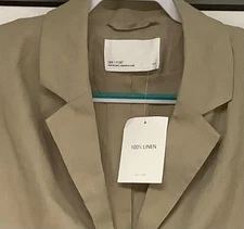 Women's 100% Linen Jacket Oak + Fort SZ: M Color: Khaki Twill NWT Excellent Cond