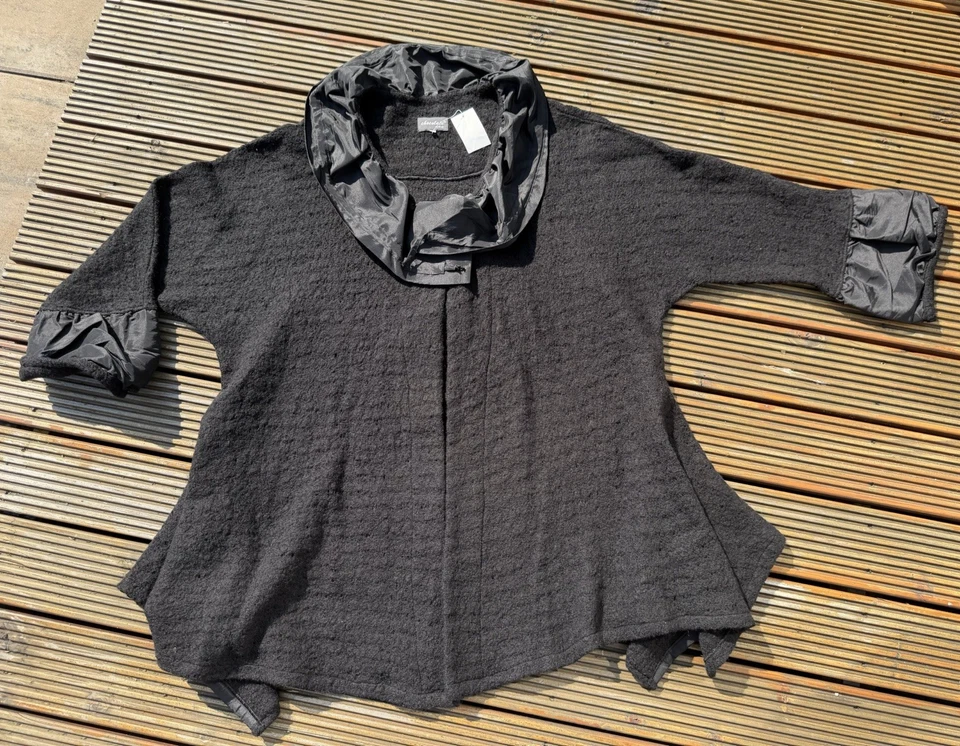 elegant Jacke Übergangsjacke schwarz chocolate Gr 3 (48-50) Lagenlook NEU NP 119 - Bild 3 von 4