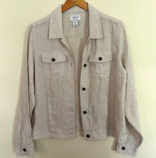 Jones & Co Beige Button-Front Collared Jacket...