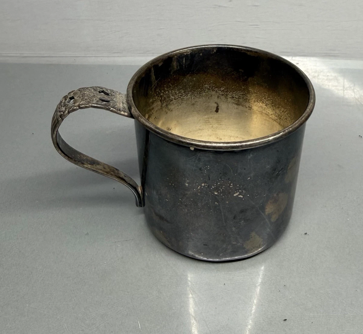 Blue Silver plate on copper 杯 2個 Blue Silver plate on copper 杯