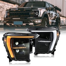 Used Pair LED Headlights For 2021-2023 Ford F-150 F150 Projector Front Lamps
