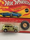 Vintage Hot Wheels Redline Cockney Cab GOLD TONED-GREEN w/ Button CARDED-Mattel