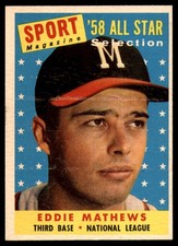 1958 Topps #480 Eddie Mathews Excellent+ Braves AS               ID:138791