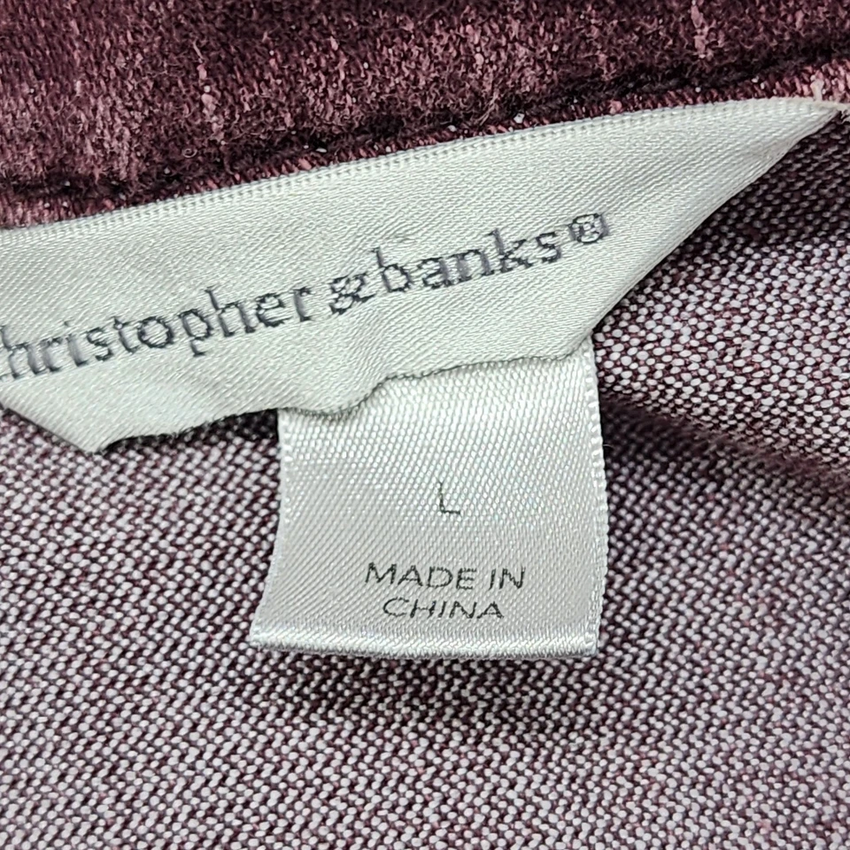 Christopher & Banks Chaleco Mujer L Púrpura Volantes Botón Frontal Sin Mangas Denim Foto 3 de 4