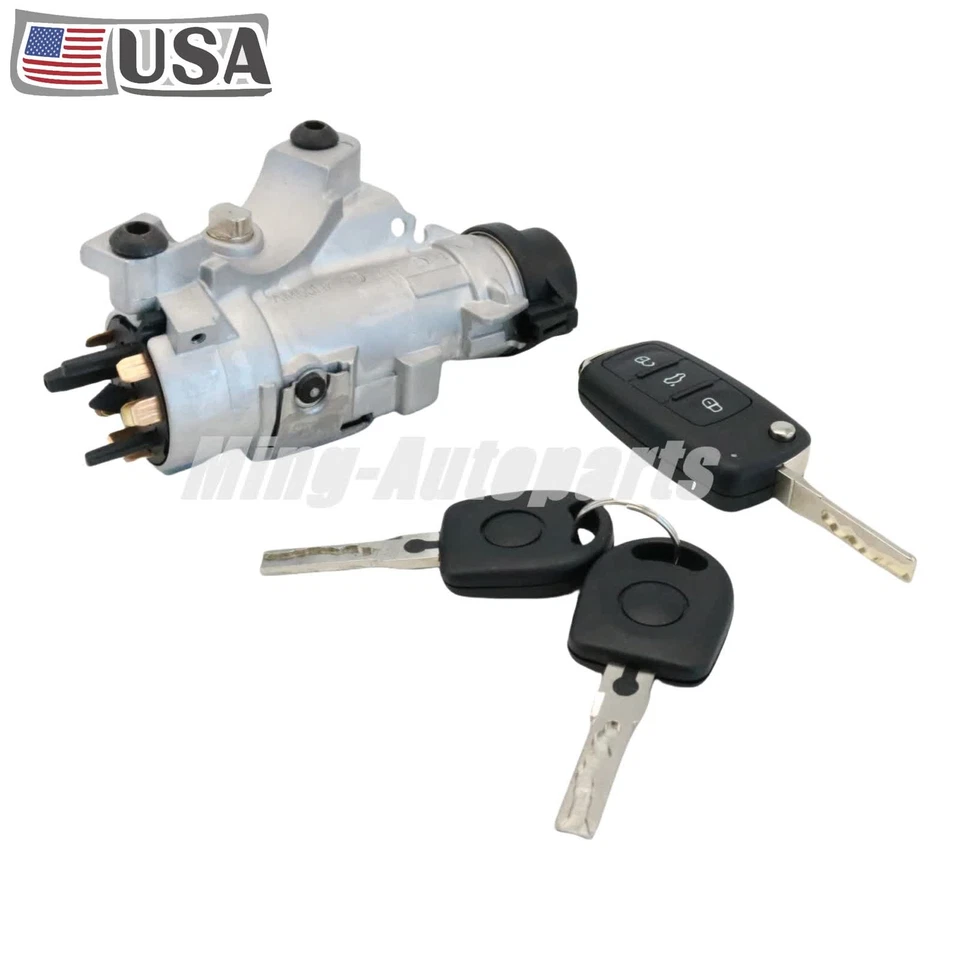 For Volkswagen Jetta Passat Ignition Lock Cylinder Assembly W/ Key Shells - Image 4 of 4
