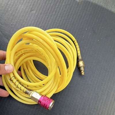 ColorConnex Type D Yellow Air Hose with Metal Fittings for Air Compressor