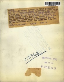 1938 Press Photo Rye NY Chester Murphy vs Robert Riggs at tennis - nes21803