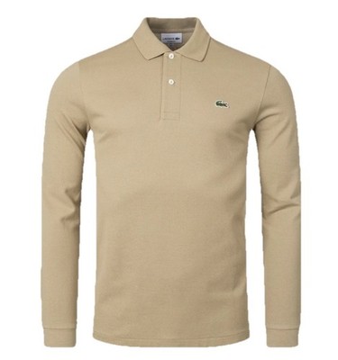 Lacoste Men's Classic Long Sleeve Pique Polo Shirt, Kraft Beige XL