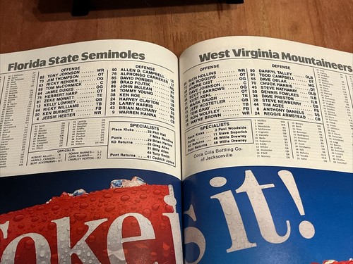 D3 1982 GATOR BOWL FLORIDA STATE vs WVU WEST VIRGINIA Football Program - Picture 2 of 2