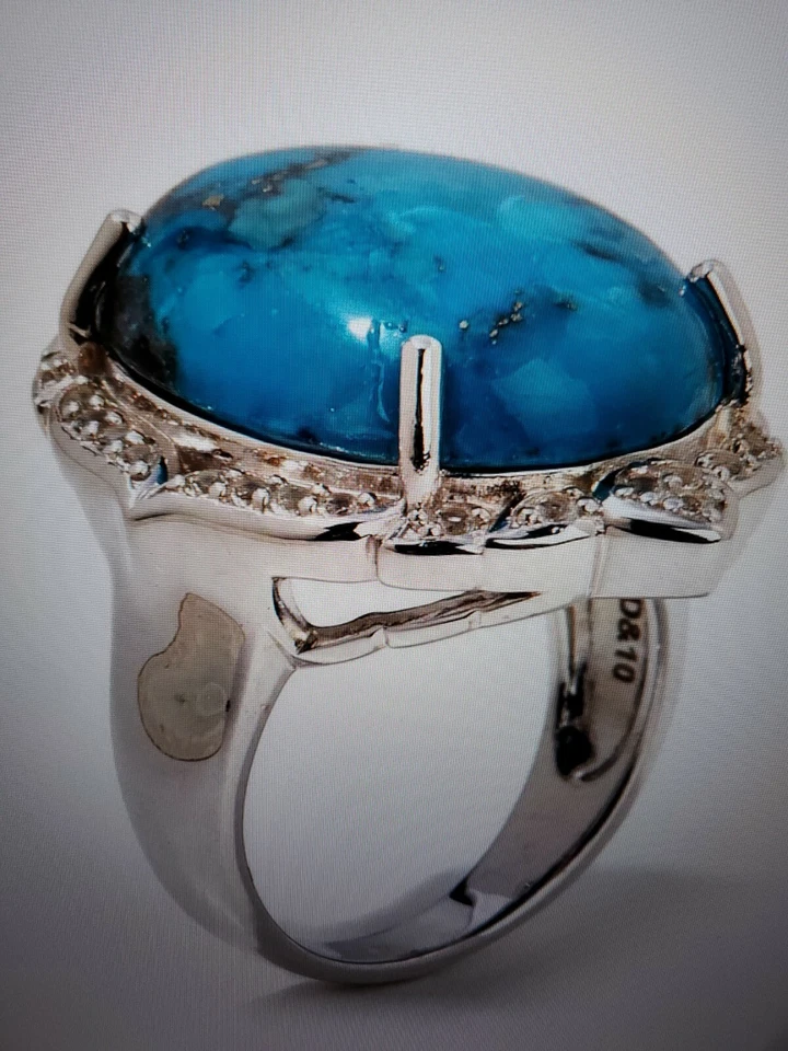 Colleen Lopez Kingman Turquoise & Topaz  Silver 925 Ring Size 7 HSN NWOT - Image 3 of 4