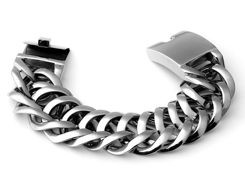 9" Gothic Heavy Rocker Biker 33mm Stainless Steel Bracelet Curb Cuban Chain - Bild 8 von 14