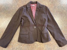 CAbi Style 525 women brown adjustable drawstring waist button front blazer 8