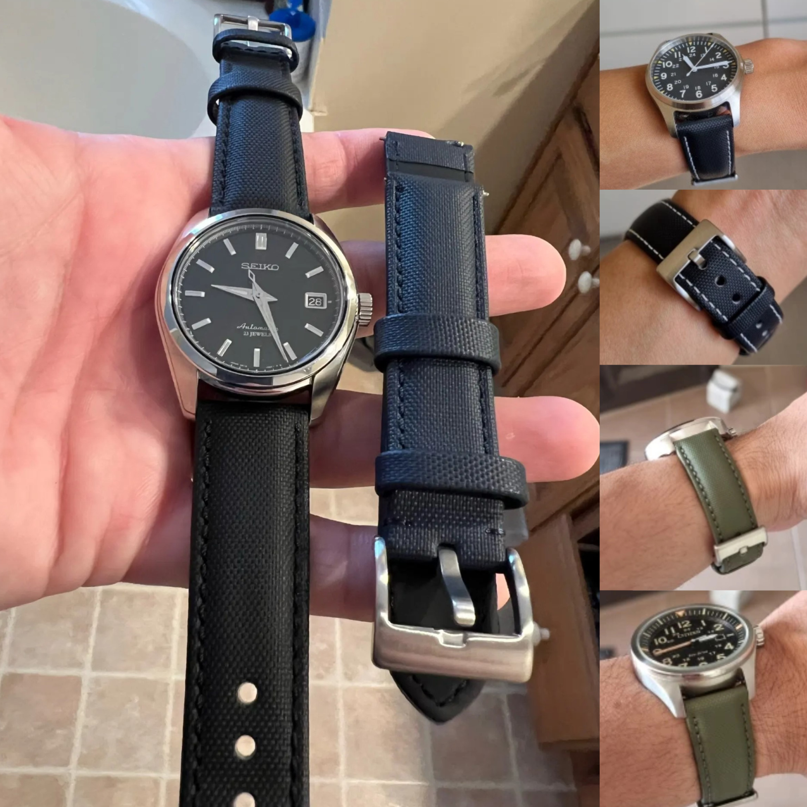 20mm 22mm Quick Release Watch Strap Sailcloth Canvas Leather Watch Band