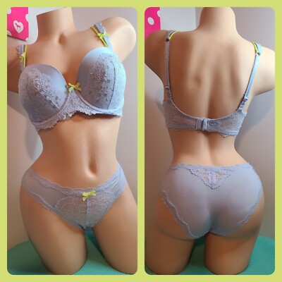 Y2K Victoria's Secret Dream Angels 3pc Rhinestone Bra/ Panty Set Size 34E/m-lg